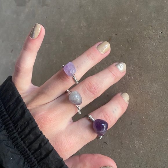 amethyst wire wrapped silver ring - Picture 3 of 4